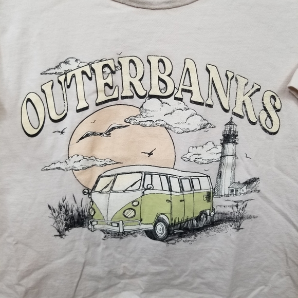 Originality Outer Banks Graphic Print Crop Top Juniors Lg Short Sleeve Shirt - Picture 2 of 6